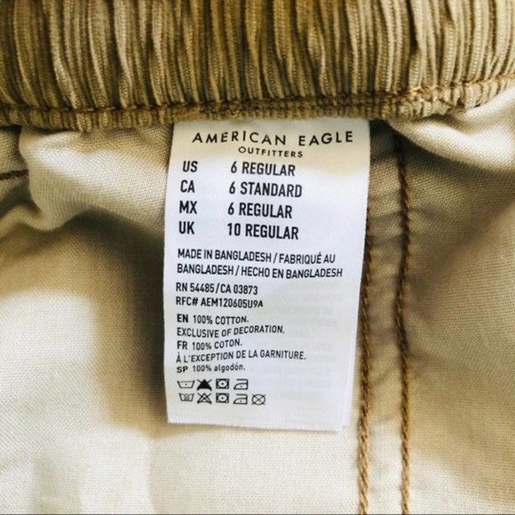 American Eagle Corduroy Jogger Pants US 6 High Waisted Corduroy Pull On Tan - Picture 12 of 13